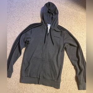 Adidas Men's Adult Small Gray Black Stripes Zip-Up Hoodie New without Tags